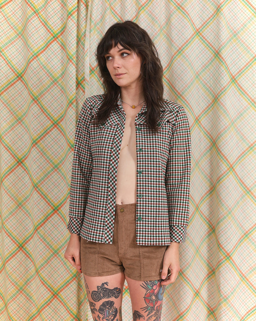 1970's Houndstooth Button Up