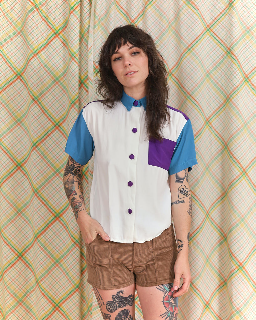 1990's Colorblock Button Up