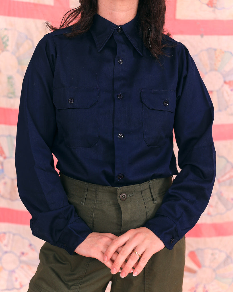 1960's Navy Button Up