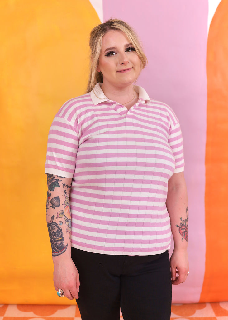 Pink Striped Polo Shirt
