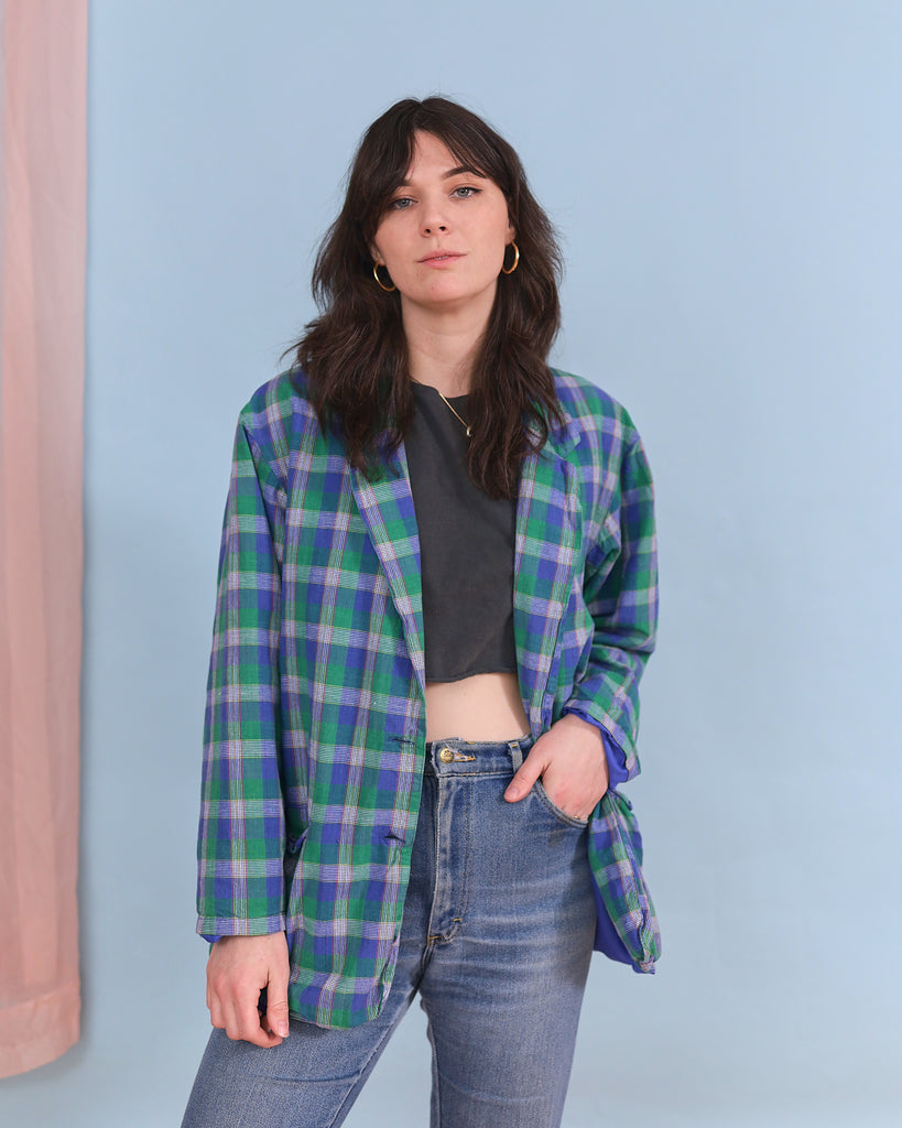 1990's Relaxed Plaid Blazer